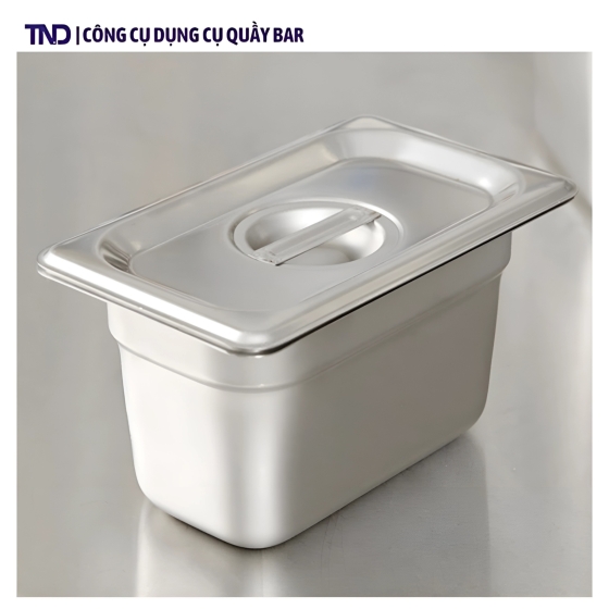 Khay Inox Đựng Topping 1/9 Có Nắp