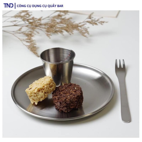 Đĩa Inox Tròn Hàn Đựng Thức Ăn, Hoa Quả, Decor Thức Uống Bằng Thép Không Gì Cao Cấp