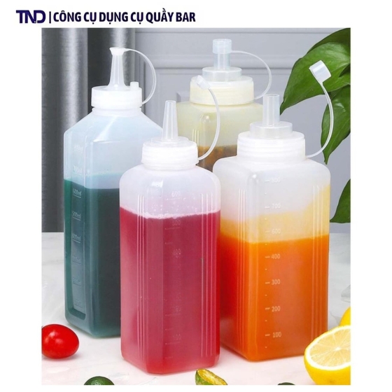 Chai Nhựa Vuông Đựng Sốt, Sữa Đặc, Mứt Dung Tích 800ml; 1L