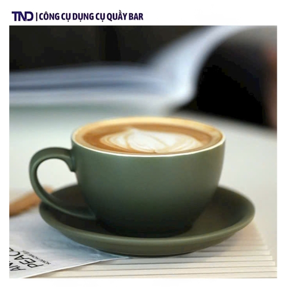 Tách Sứ Nhám Màu Xanh Rêu - 250ml