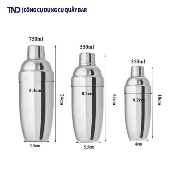 Bình lắc inox 350ml, 550ml, 750ml