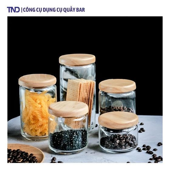 Hũ Thủy Tinh Ocean Nắp Gỗ Cao Cấp