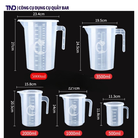 Ca Đong Nhựa Có Nắp 250ml, 500ml, 1000ml, 2000ml, 3500ml, 5000ml