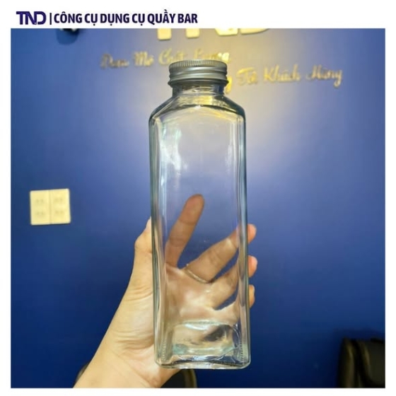 Bình Thủy Tnh Vuông Nắp Nhôm 350ml/500ml