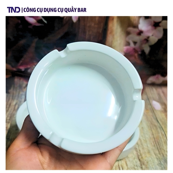 Gạt Tàn Thuốc Bằng Sứ Men Trắng 