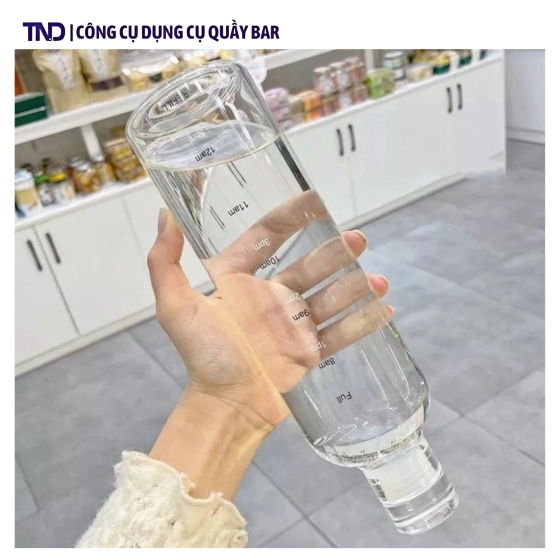 Bình Thủy Tinh Cao Cấp Có Vạch Giờ Nhắc Nhở Uống Nước 500ml, 700ml