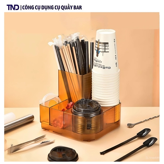 Khay Nhựa PC 5 Ngăn Để Dụng Cụ Pha Chế