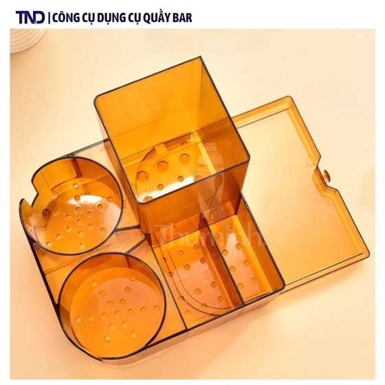 Khay Nhựa PC 5 Ngăn Để Dụng Cụ Pha Chế