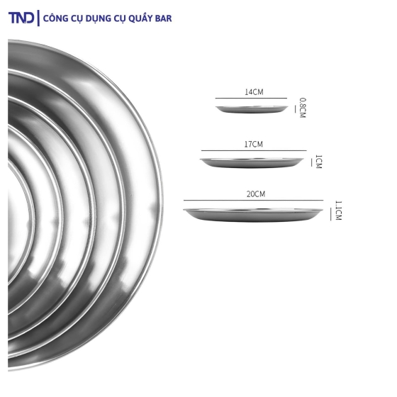 Đĩa Inox Tròn Hàn Đựng Thức Ăn, Hoa Quả, Decor Thức Uống Bằng Thép Không Gì Cao Cấp