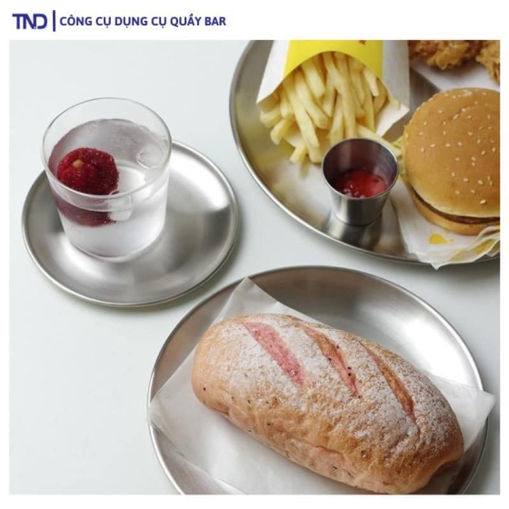 Đĩa Inox Tròn Hàn Đựng Thức Ăn, Hoa Quả, Decor Thức Uống Bằng Thép Không Gì Cao Cấp