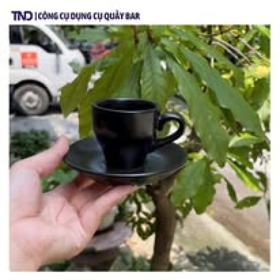Ly Espresso Gốm Sứ Màu Đen Vintage - 80ml