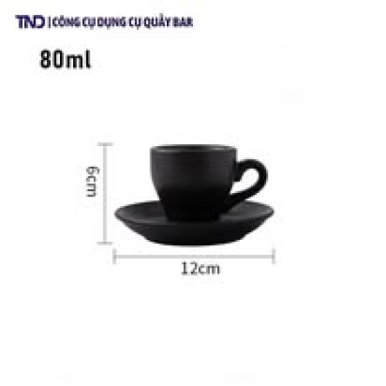 Ly Espresso Gốm Sứ Màu Đen Vintage - 80ml