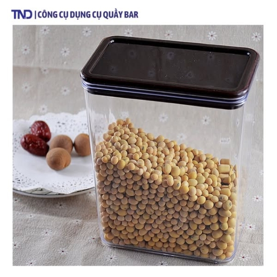 Hộp nhựa Đựng Nguyên Liệu, Cà Phê 1,5L Cao Cấp + Kèm Muỗng Nhựa Nâu