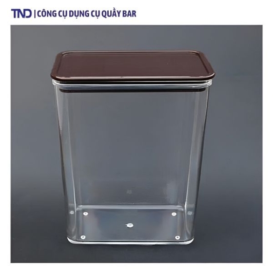 Hộp nhựa Đựng Nguyên Liệu, Cà Phê 1,5L Cao Cấp + Kèm Muỗng Nhựa Nâu