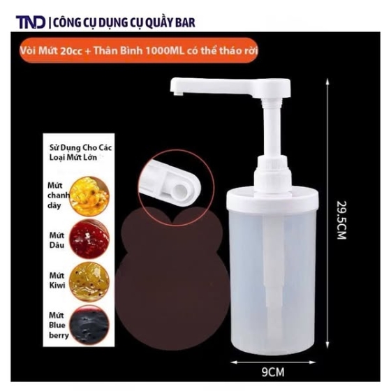 Bình Nhựa 1L PP + Vòi Pump 20ml