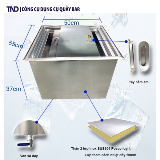 Hộc Đá Âm Bàn Inox 304 Dày Dặn, Không Gỉ Set