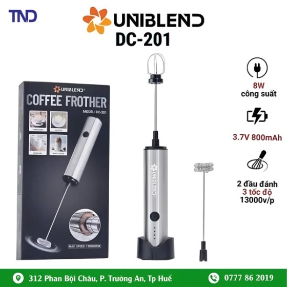 Máy Tạo Bọt Cà Phê Sạc Điện Uniblend DC-201