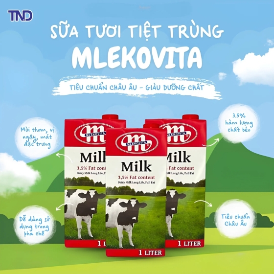 Sữa Tươi Ba Lan Không Đường Mlekovita UHT Milk 1L - Thùng 12 hộp