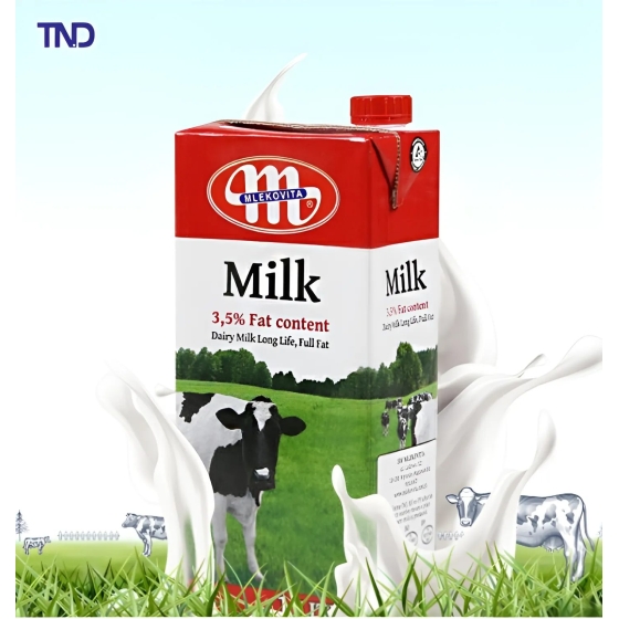 Sữa Tươi Ba Lan Không Đường Mlekovita UHT Milk 1L - Thùng 12 hộp