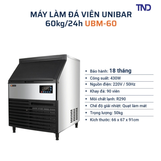 Máy Làm Đá Viên Unibar IM-60 - Công Suất 60kg/ngày